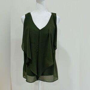 BCX Women’s Top‎ Sleeveless Green With Ruffles Size XL